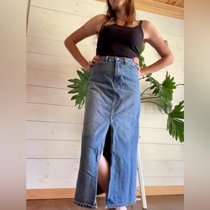 Vintage 90s GAP denim jean long maxi skirt with slit size 8